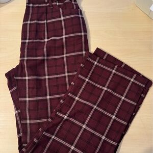 Hollister plaid trousers, burgundy. Size 26.